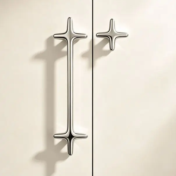 High‑End Vintage Minimalist French Pull Handle, Titanium‑Silver Antique Silver Tone for Cabinet Drawer Wardrobe Hotel Use