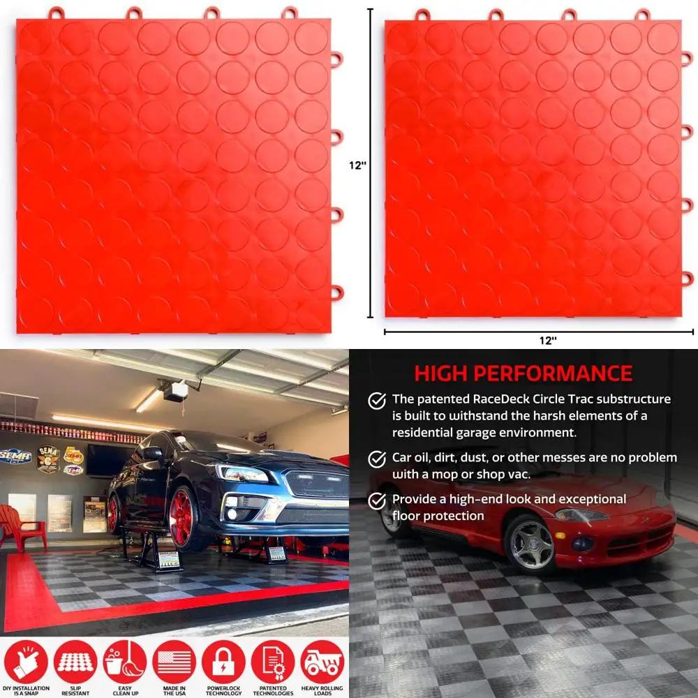 بلاط أرضية جراج متشابك غير قابل للانزلاق - كوبوليمر متين عالي التحمل، سهل التركيب، تصميم معياري لسلامة معززة #1