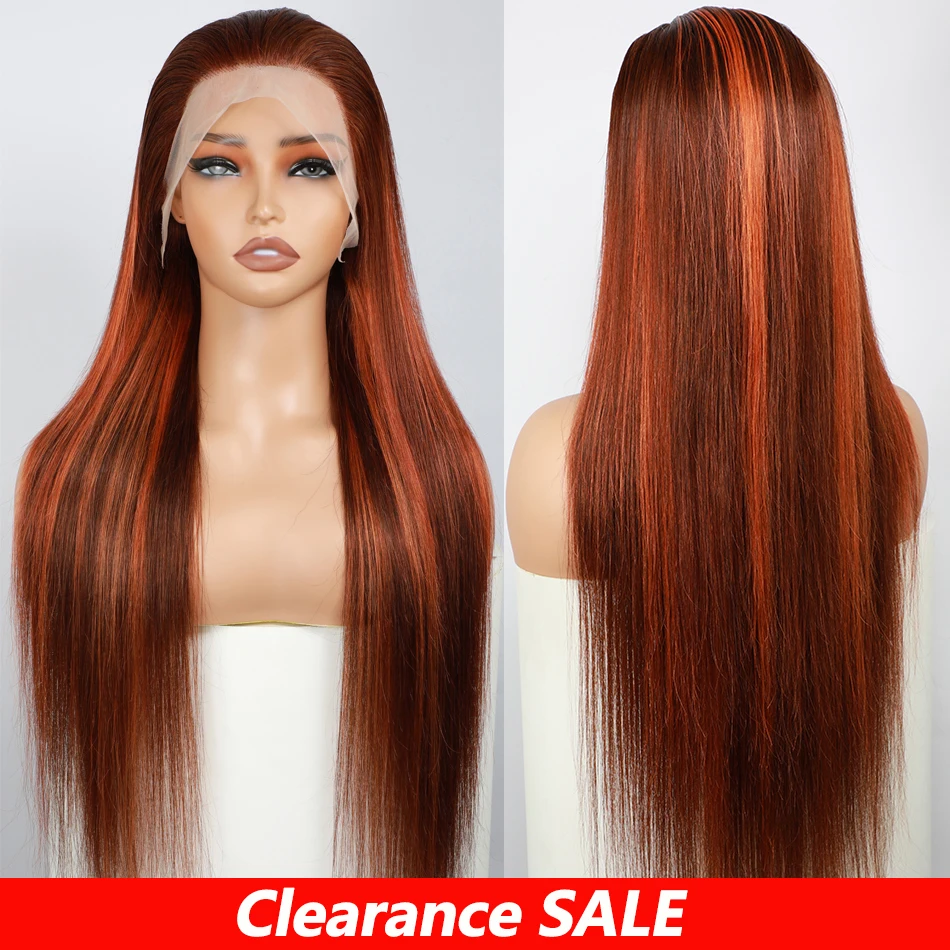 NEW 13x4 Full Frontal Colored Human Hair Wigs HD Lace Front Human Hair Wigs Orange Highlights Color Human Wigs For Fall Season