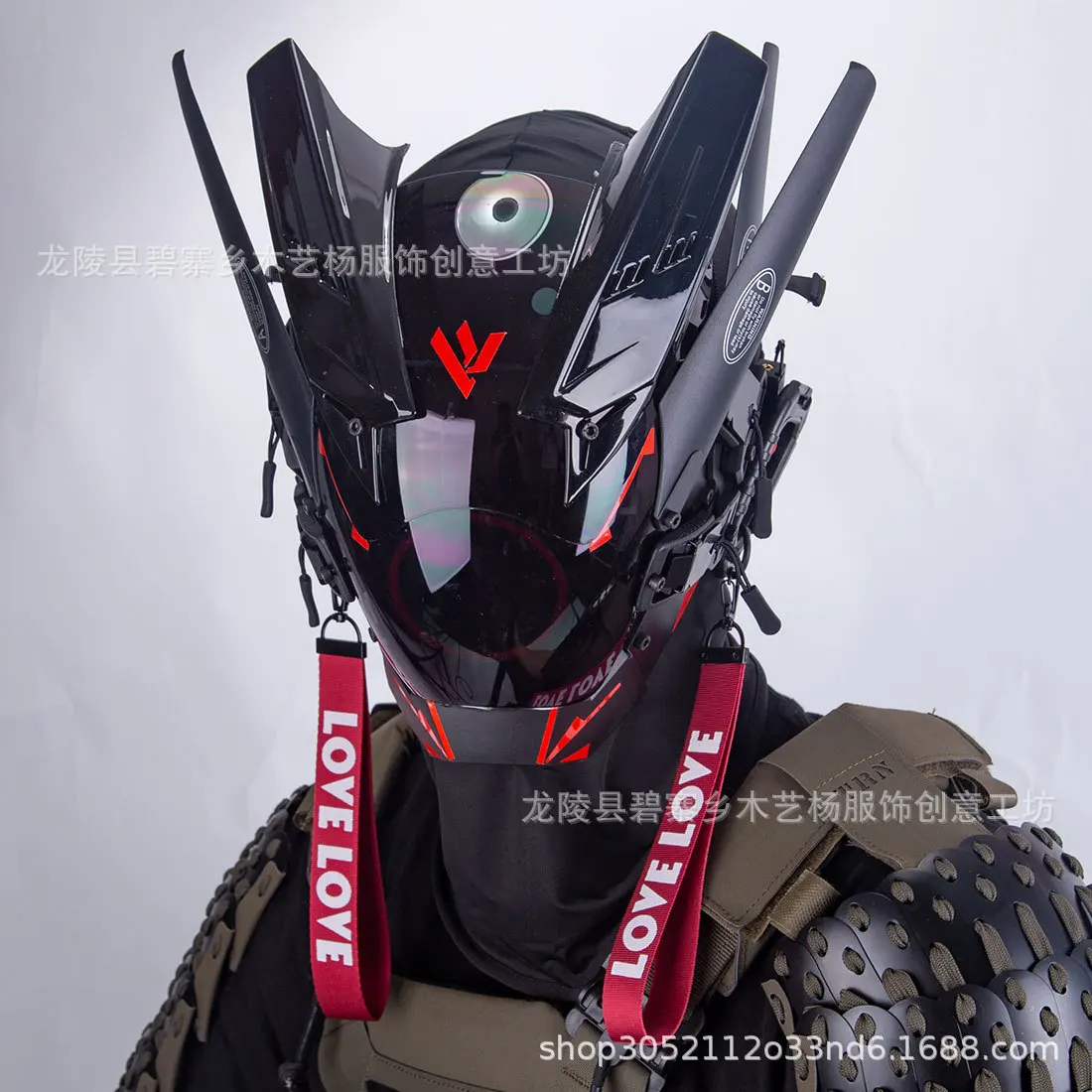 

Cyberpunk Glow Helmet Mask Cos Mask Head Cover Full face Iron Warrior Bounce Di Technology Mechanical Function