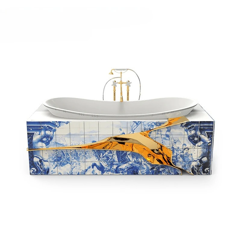 Independent bathtub with faucet ceramic integrated cylinder high value constant temperature bath basin bath sink