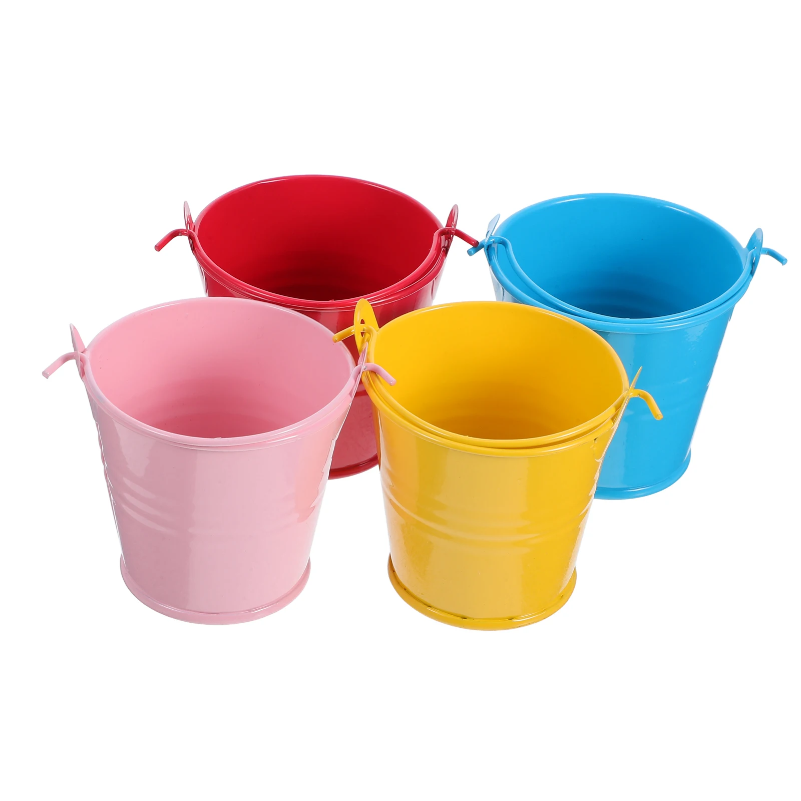 Mini cubos de colores para decoración de dulces, palomitas de maíz, patatas fritas, cubos de Metal, maceteros de hojalata, recuerdo de fiesta, cubo de hojalata pequeño para uso al aire libre, 4 Uds.