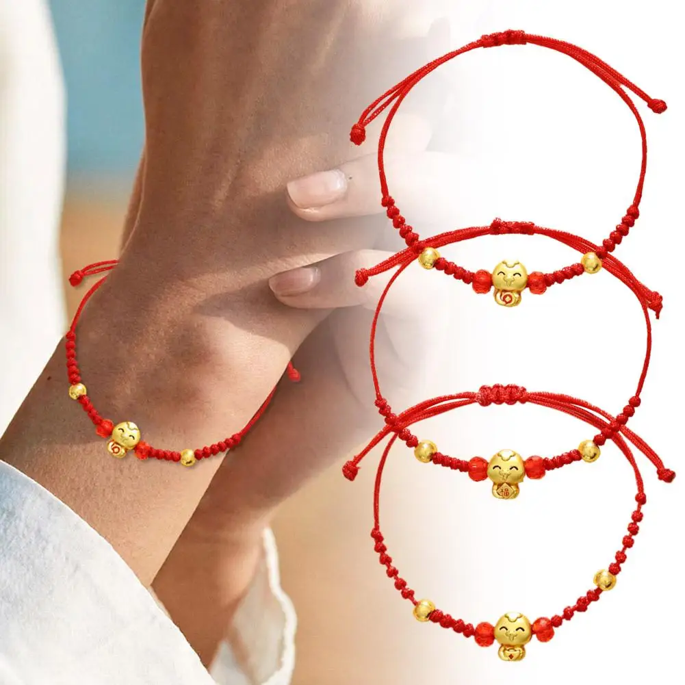 Lucky Red Rope Cute Snake Pendant Bracelet for Women Men 2025 Chinese Snake Braided Bracelets New Year Jewelry Gifts F3O8