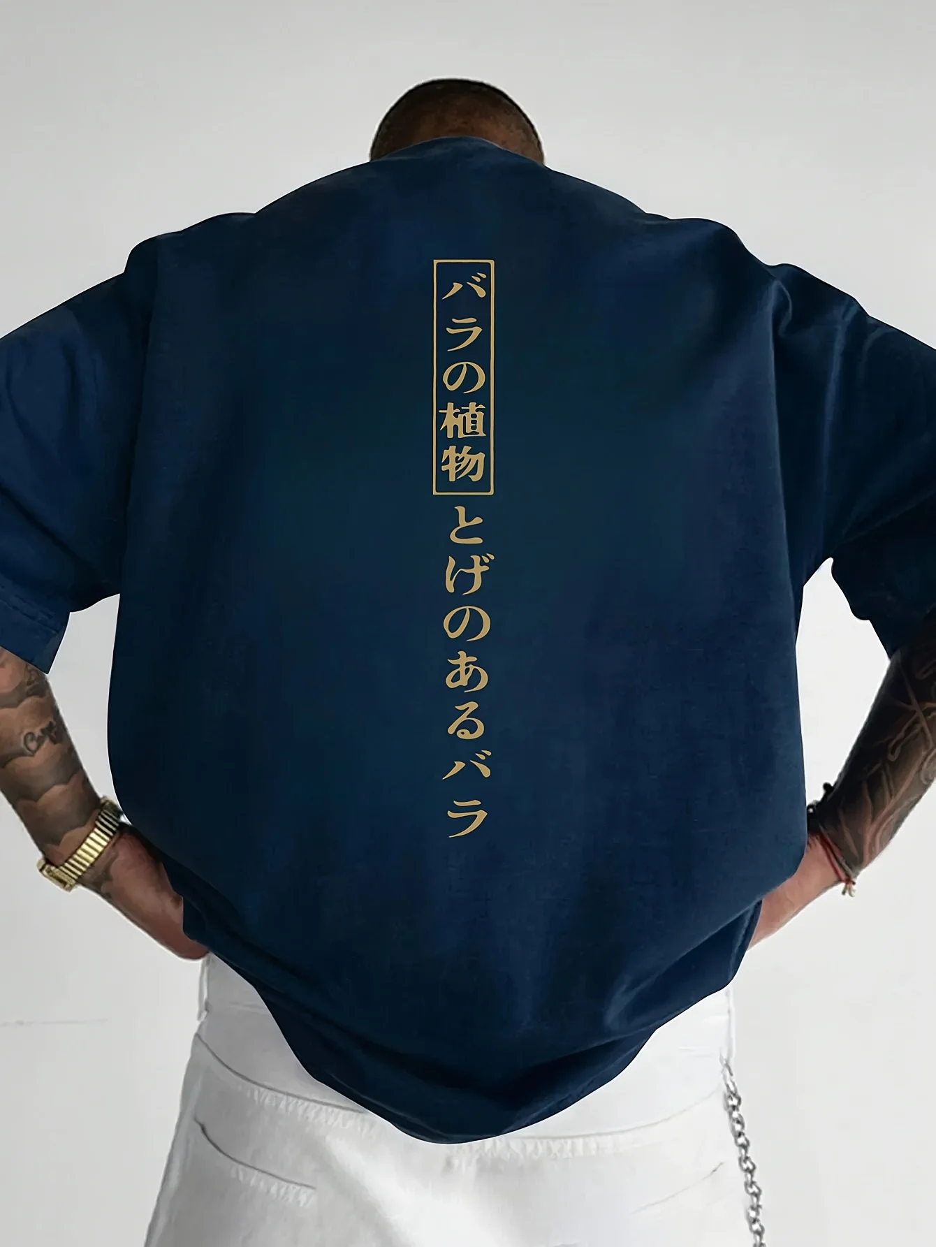 Men's summer 100% pure cotton fashionable casual loose sports Japanese pattern printed round neck short sleeved T-shirt top image 2