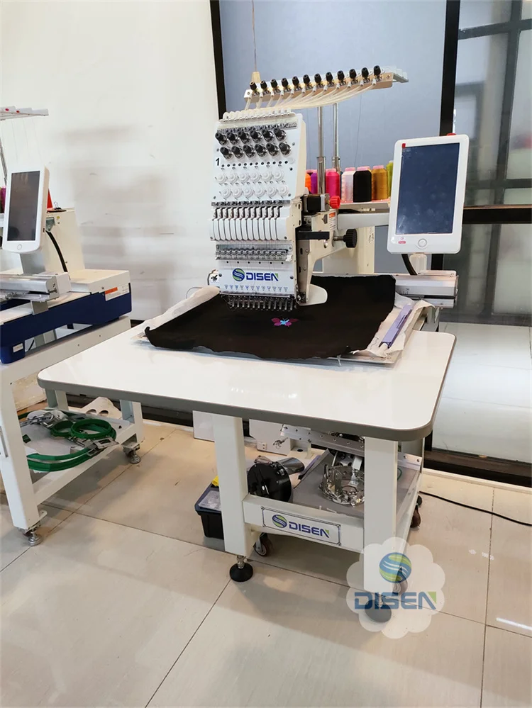 Multifunction Computerized Embroider Machinery Domestic Single Head 12 Needles Garment Tshirt Hat Cap Embroidery Machine