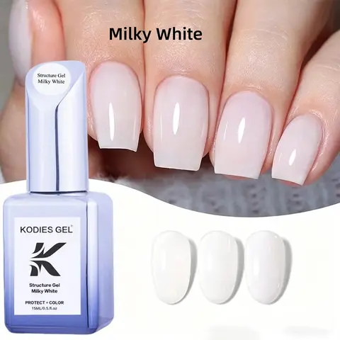 KODIES GEL Milky White Gel Polish 2 IN 1 Structure Rubber Base Gel Milk Enamel Opal Semi Transparent Nail Primer Soak Off UV LED