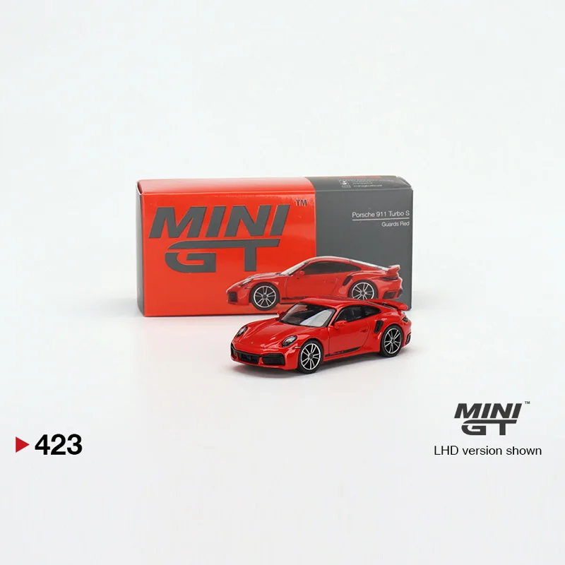 TSM MINI GT 1:64 #423 911 Turbo S Guards Red  Die-cast alloy car model collection display  gifts