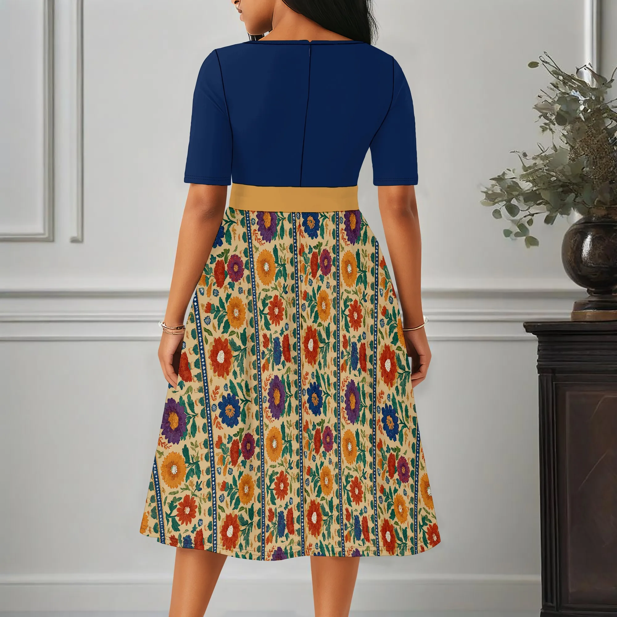 Robes de cocktail pour femmes, robe d'église formelle à manches 3/4 pour invités de mariage vintage, été 2025