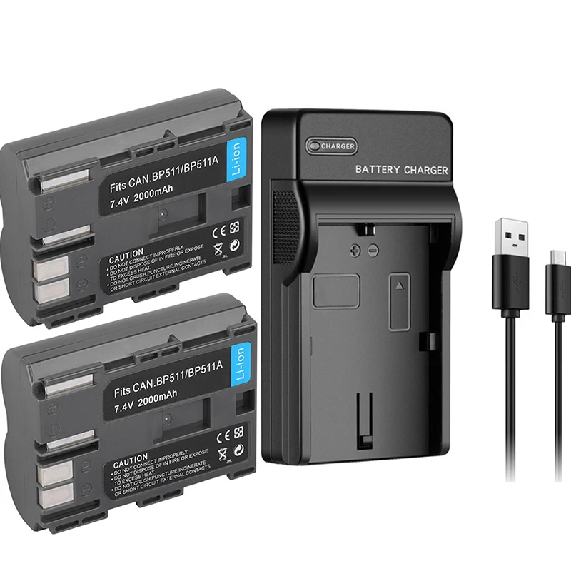 

2000mAh BP-511 BP-511A BP 511 BP 511A Battery + Charger for Canon PowerShot G6 G5 G3 G2 G1 Pro 1 EOS 300D 50D 40D 30D 20D 10D 5D