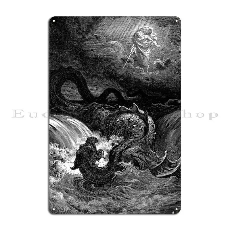 The Defeat Of Leviathan Gustave Dore Metal Signs Living Room Wall Pub Pub Designer Cinema Tin Sign Poster