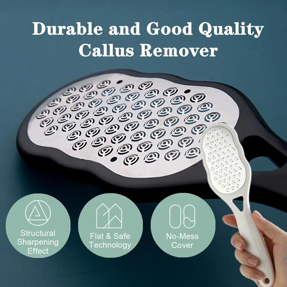 1pc arquivo de pé de aço inoxidável com coletor de pele removedor de calos pedicure pé rasp ralador purificador de pele morta para pés suaves