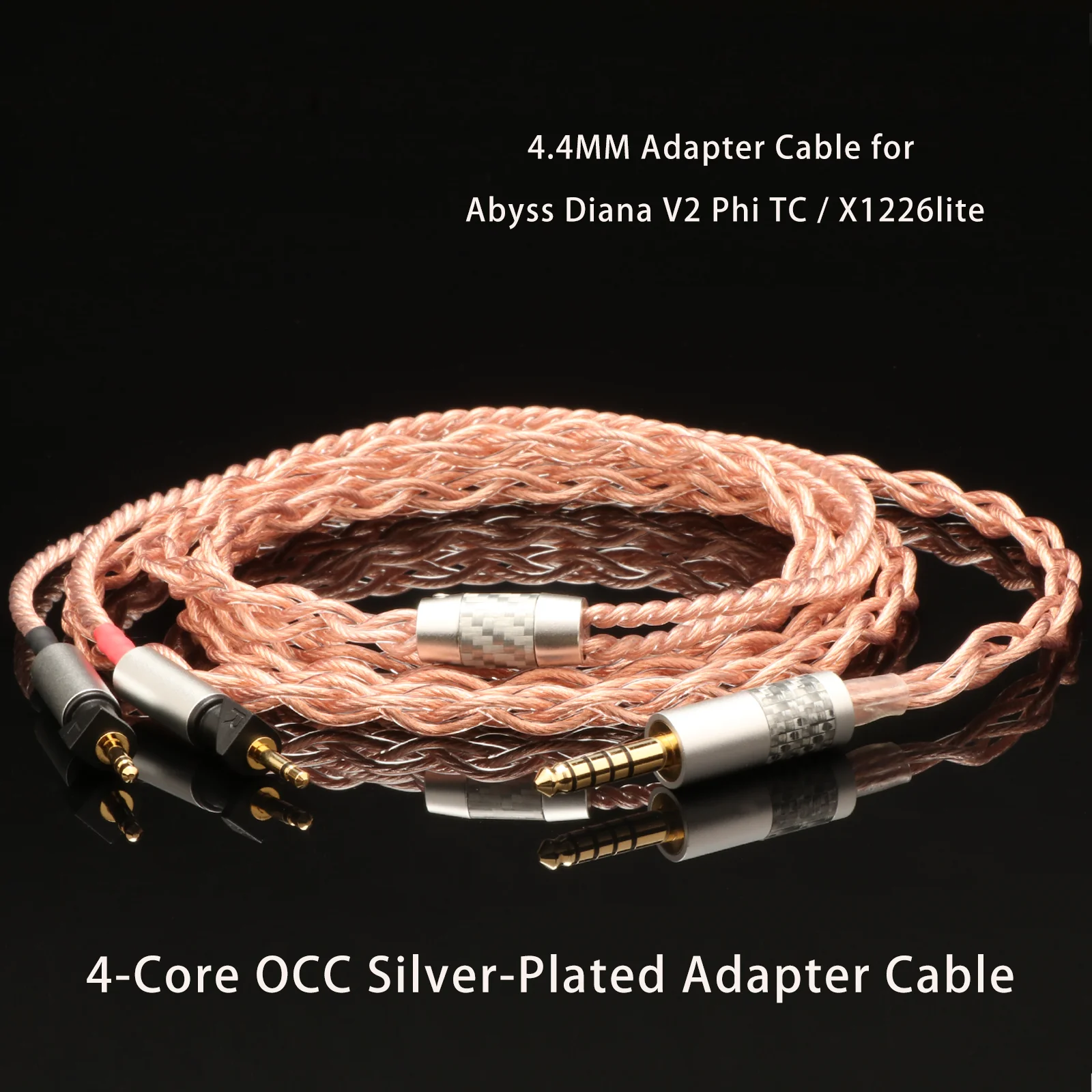 7N OCC Single Crystal Copper Braided Headphone Upgrade Cable, Audiophile HiFi Stereo Cord for Music Listening and Home Audio