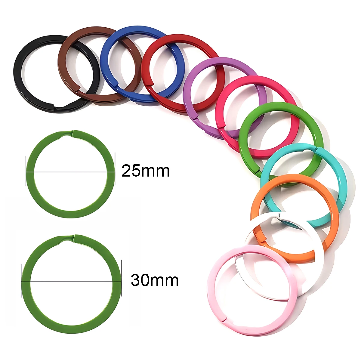 5/10 Stück Metall-Schlüsselanhänger, bunte Schlüsselringe, 25/30 mm, runde, flache Schlüsselringe für DIY-Schmuckherstellungszubehör – Detail 1