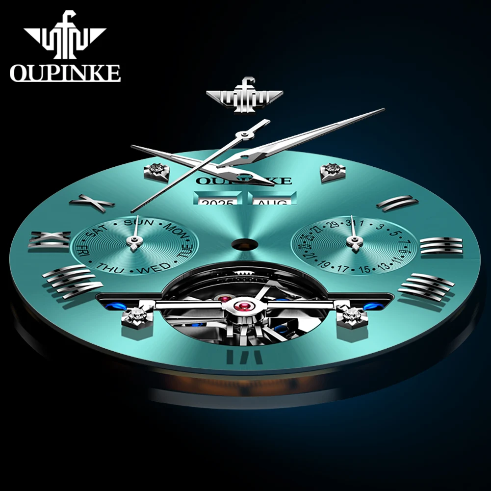 OUPINKE 3240 Skeleton Men's Watches 50m Waterproof Automatic Mechanical Watch Sapphire Luminous Date Tungsten Steel Brand Watch