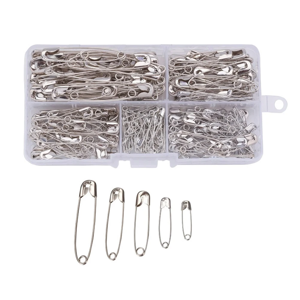 

220pcs Boxed Safety Pins Metal Non-Bend Diy Accessories For Clothing Fabric Fastening Home Sewing Craft Organizer Pins