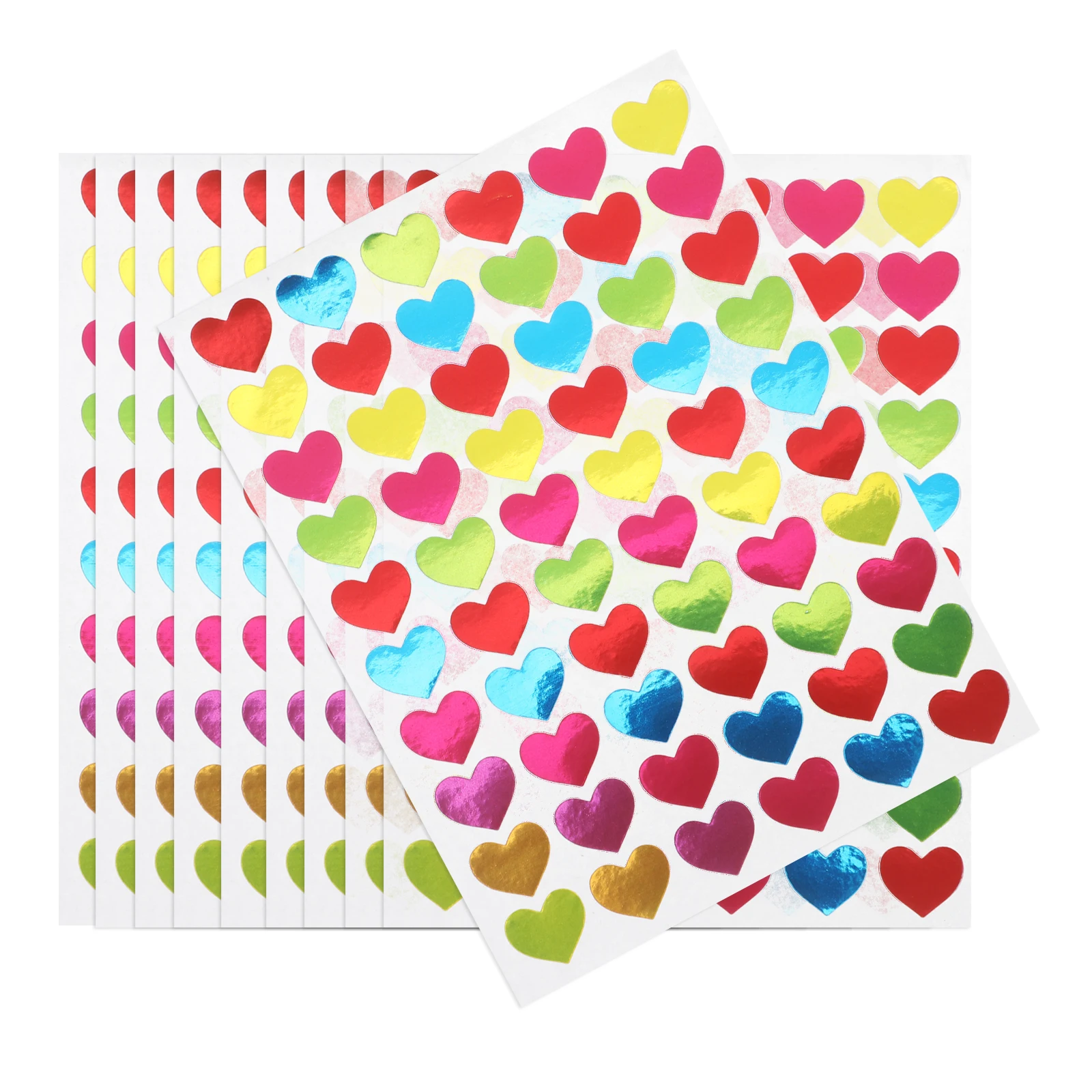 2100pcs Heart Shape Multicolor Foil Love For s Reward Charts Classroom Motivation Planner Scrapbook Labels Self-Adhesive Mini