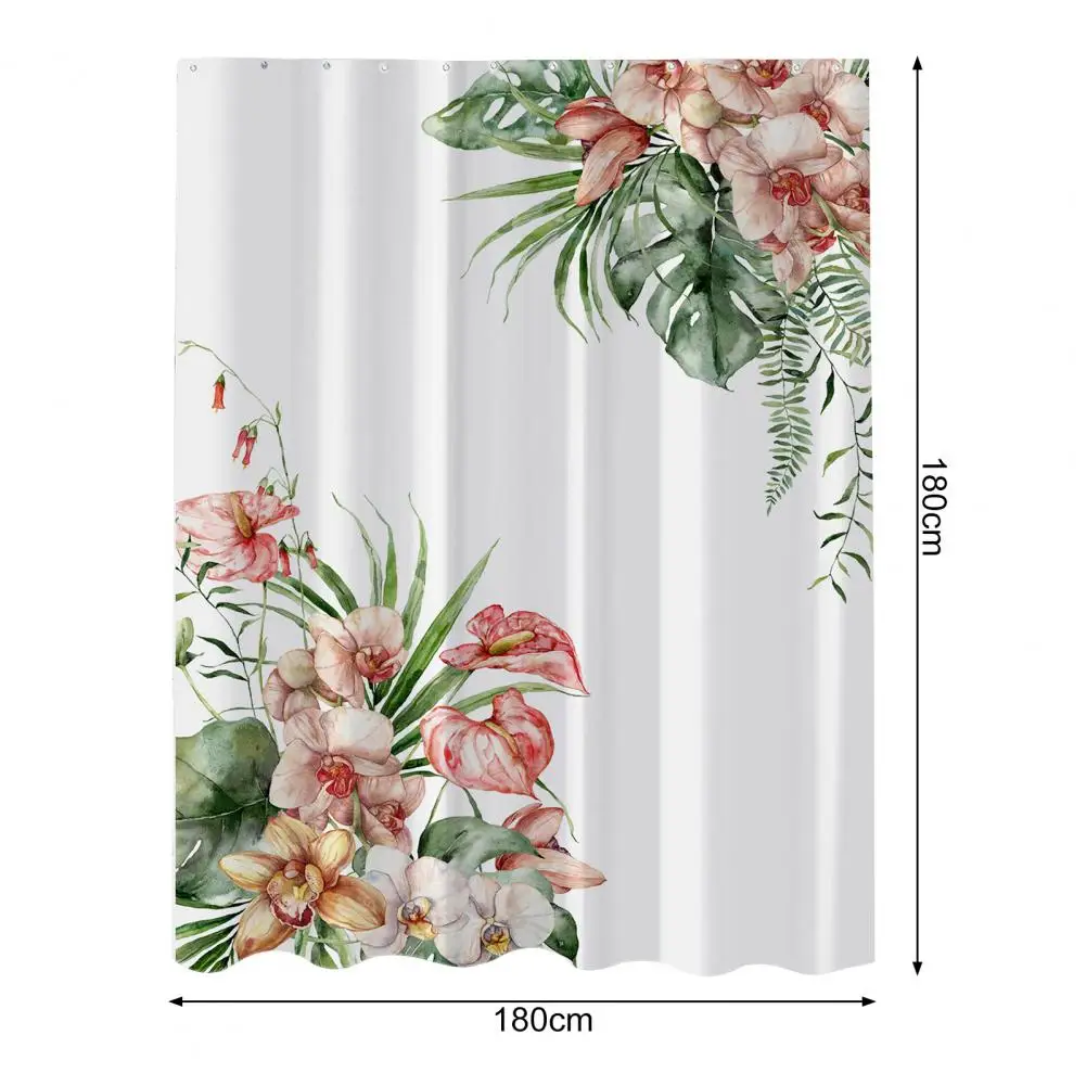 180*180cm Green Leaf Shower Curtain Fabric Shower Curtain Botanical Watercolor Banana Leaf Palm Bathroom Curtain Set With Hooks