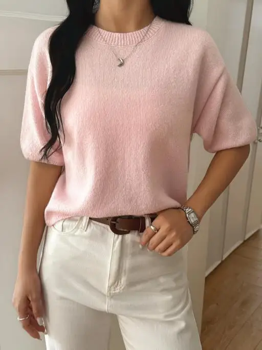 

Casual Vacation-Style Short-Sleeved Women's Sweater