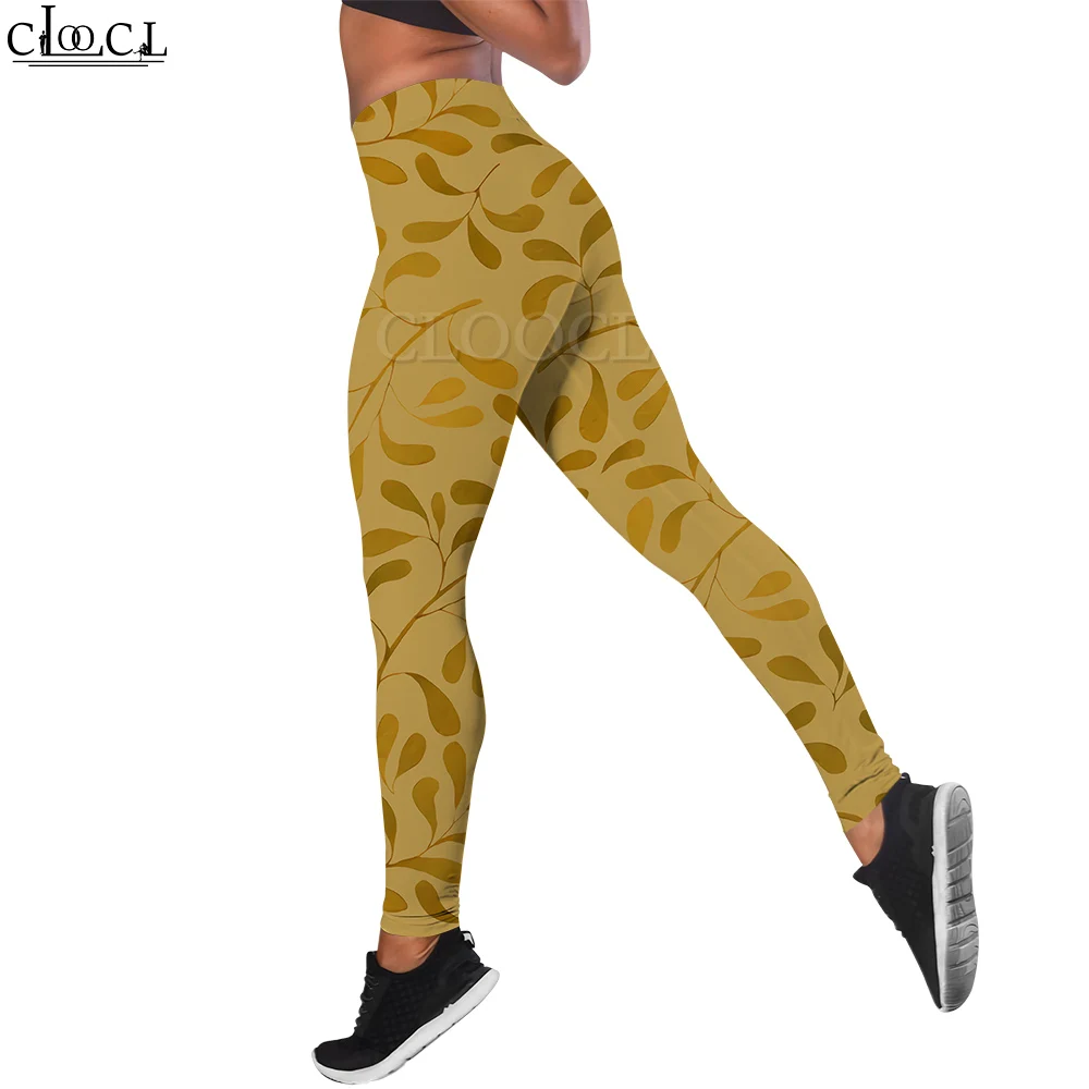 Cloocl mulheres legging vintage ramos folhas 3d legging moda feminina calças esportivas yoga para mulheres leggings de cintura alta