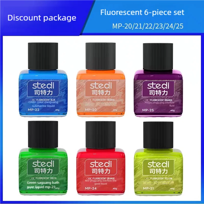 40g Stedi Water-based Fluorescent Panel Liner Paint Set for Model Building Fluorescent Ink Panel Line Accent Color