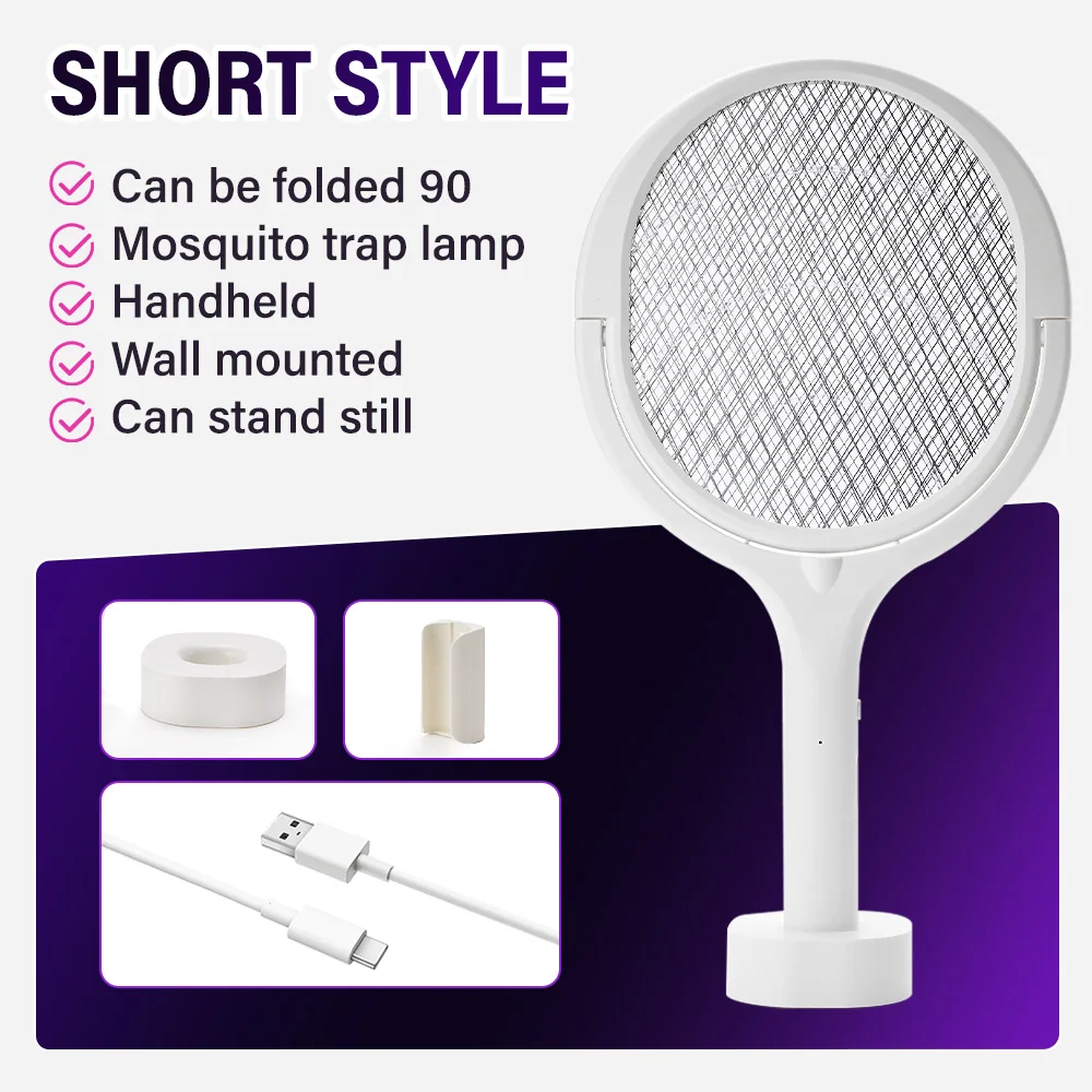3500V 5in1 Mosquito Killer Lamp Multicunctional Angle Adjustable Bug Zapper Electric USB Rechargeable Mosquito Fly Bat Swatter