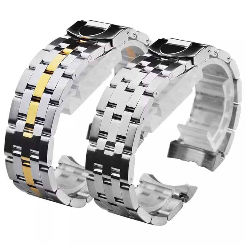 20mm 21mm Watch Chain Band For Tudor Glamour 5600 Series Watch Strap Solid Stainless Steel Safety Buckle Men\'s Bracelet
