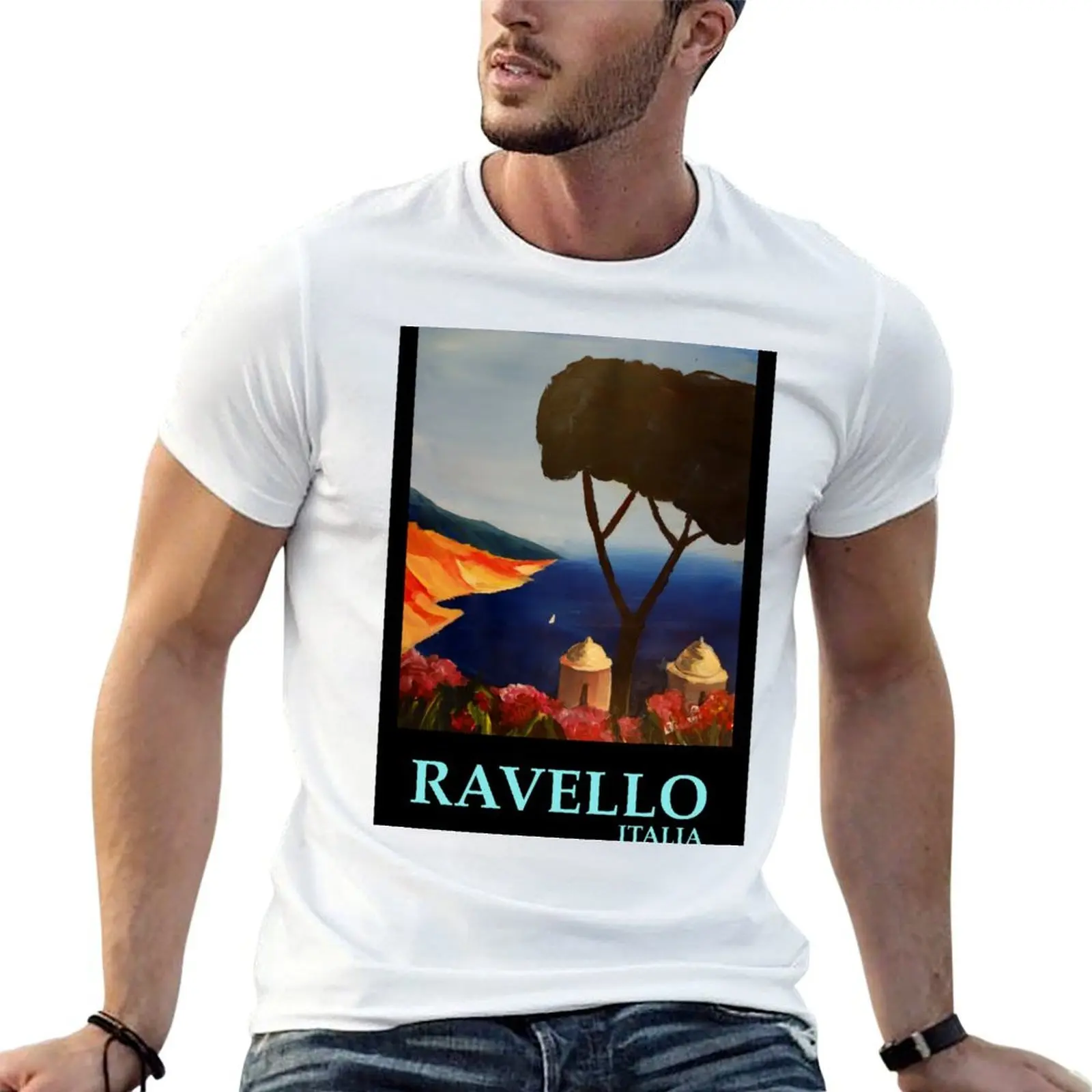Ravello Salerno Italy View of Amalfi Coast from Villa Rufolo T-Shirt Basic All Season Solid