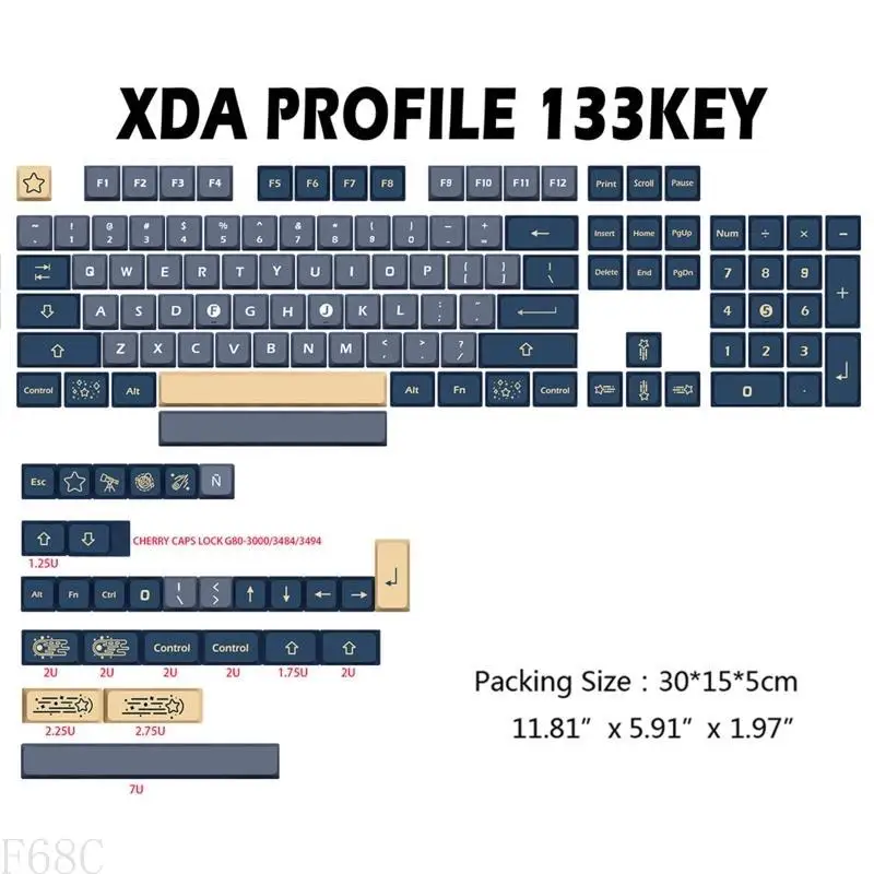 F68C XDA Dye sublimation pbt keycaps stargaze for Cherry MX SwitchMechanical Clavier