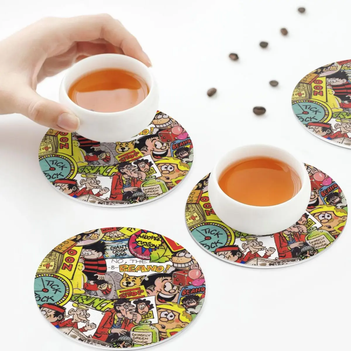 Beano Coasters Kitchen Placemats Waterproof Insulation Cup Coffee Mats For Decor Home Tableware Pads Set of 4