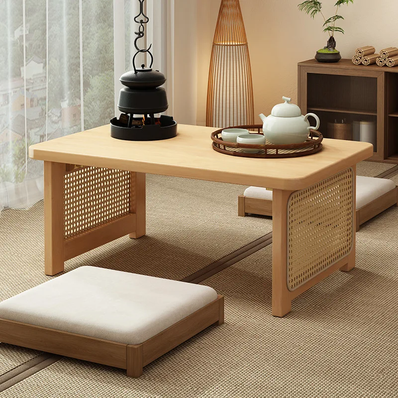 Folding Desk Japanese Tatami Tea Table Zen Style Low Table for Bedroom Living Room Non Solid Wood