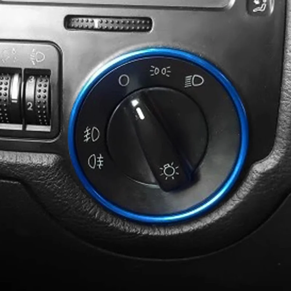 Auto Scheinwerfer Schalter Dekorative Rahmen Aluminium Legierung Trim Ring Aufkleber Für Golf Jett MK5 MK6 Passat B6 B7 CC Touran Tiguan – Detail 3