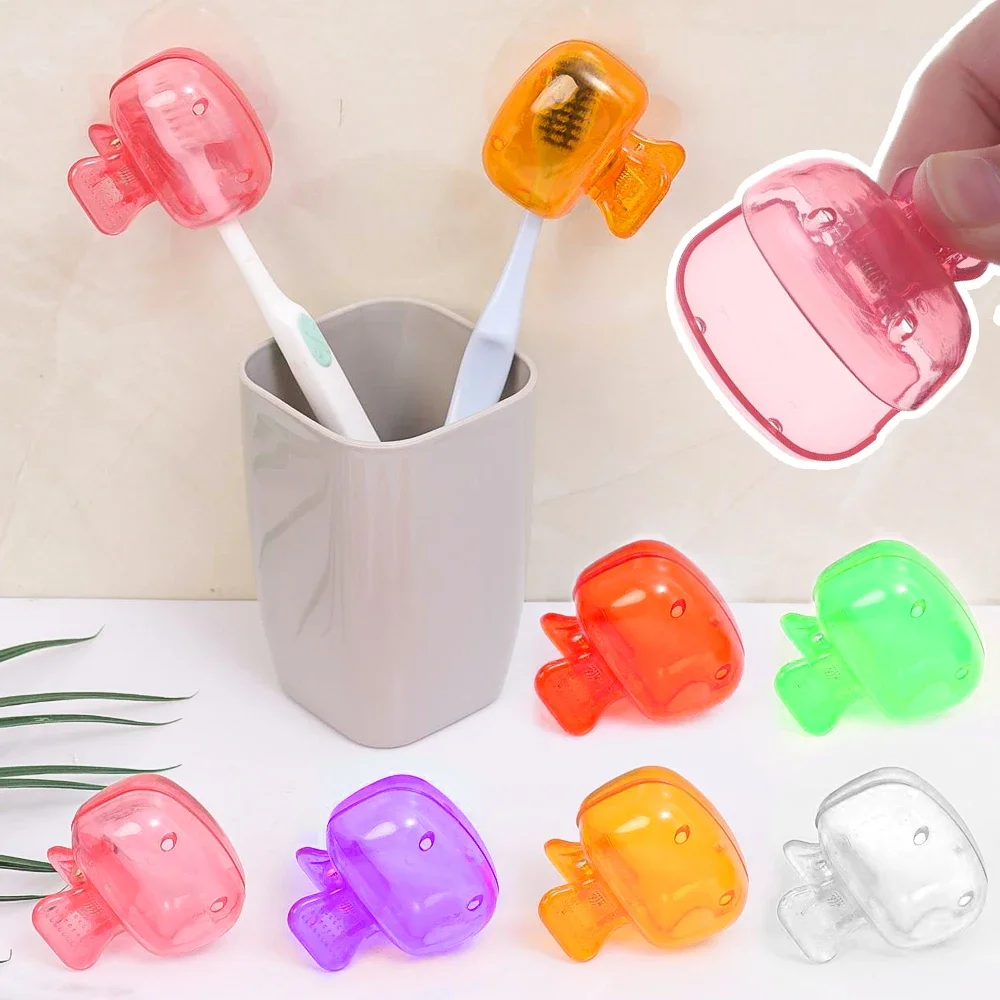 Portable Toothbrush Head Cover Clips Plastic Dustproof Head Germproof Protector Caps Travel Hiking Camping Bathroom Accessories