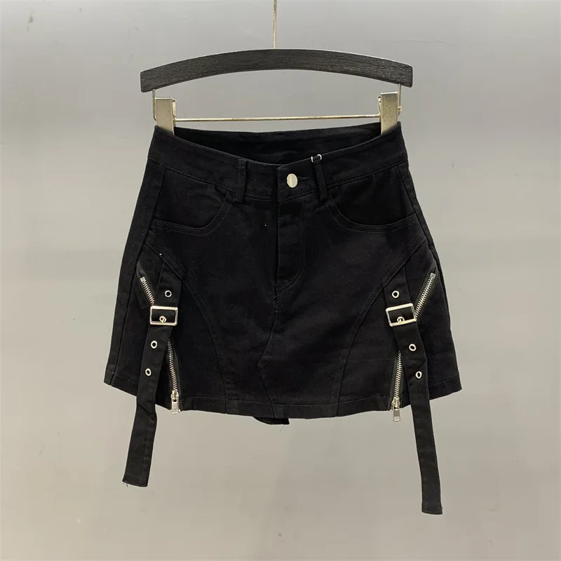 [zoci] Coffee Colored High Waist Age Reducing Denim Shorts Skirt Women Summer Design Sense, Girl A-line