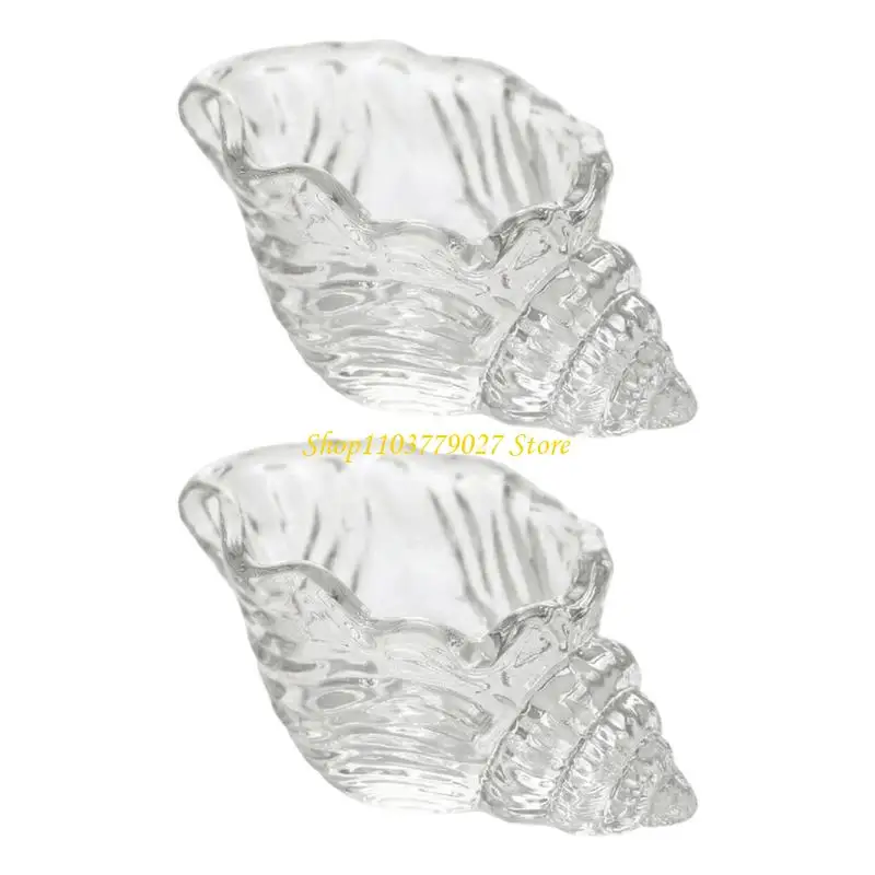 C4DF Glass Conch Shell Holders for Shelf and Vanity Tealight Styling, Coastal Decors Accent for Bedroom, Bathroom
