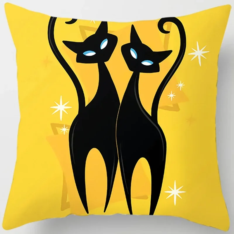 Living Room Cartoon Cat Pillowcase Home Decor Printing  Cushion Decorative  Bedroom