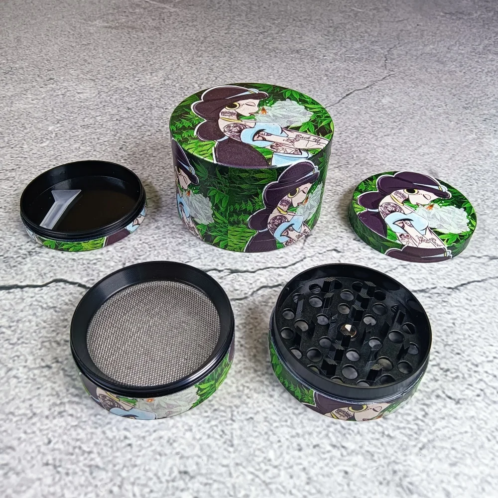 2/2.5inch Cartoon Jasmine Metal Herb Grinder Tobacco Vanilla Bud Grinder Grass Cigar Mill Mortar 4-Layers Smoking Cigarette Tool