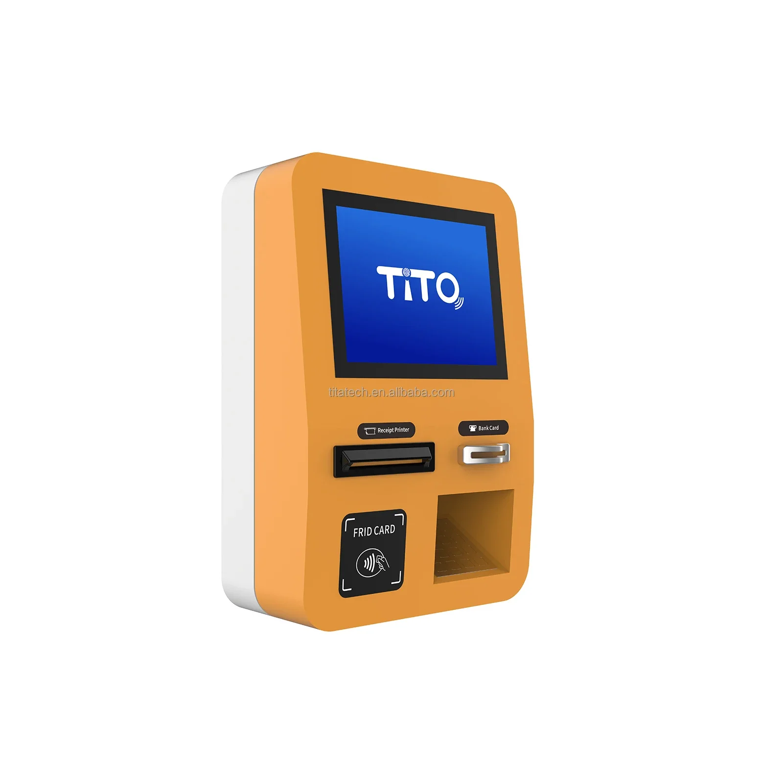 Android Wall Mounted Bus Ticketing Kiosk Railway Station Recharge Bill Payment Terminal with Coin dispenser