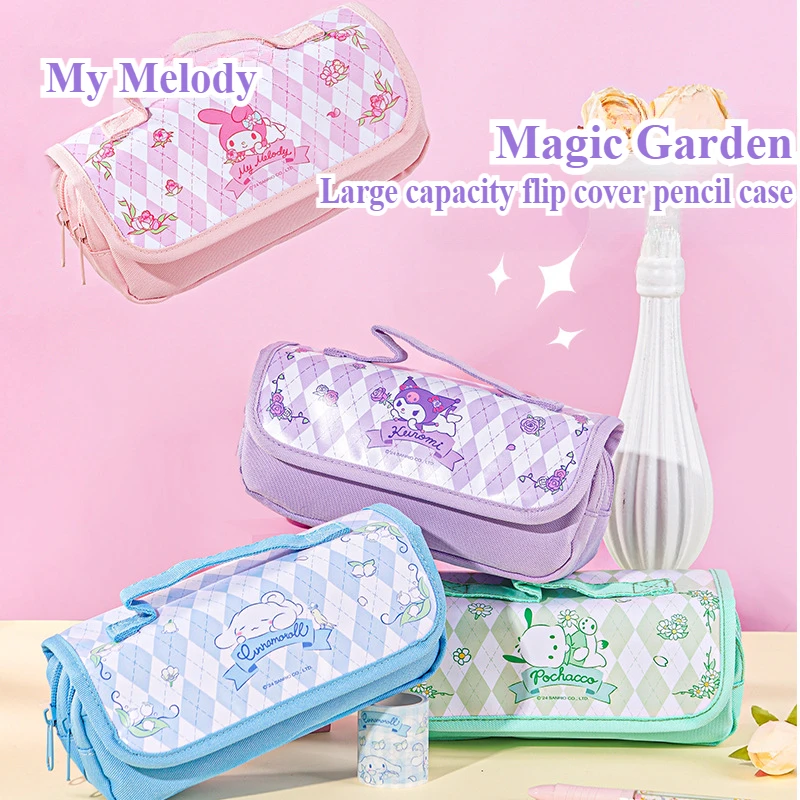 Sanrio Large Capacity Pencil Case Organizer for Teenage Girls Cute Pencil Case Kuromi Student Organizer Cinnamoroll Cosmetic Bag