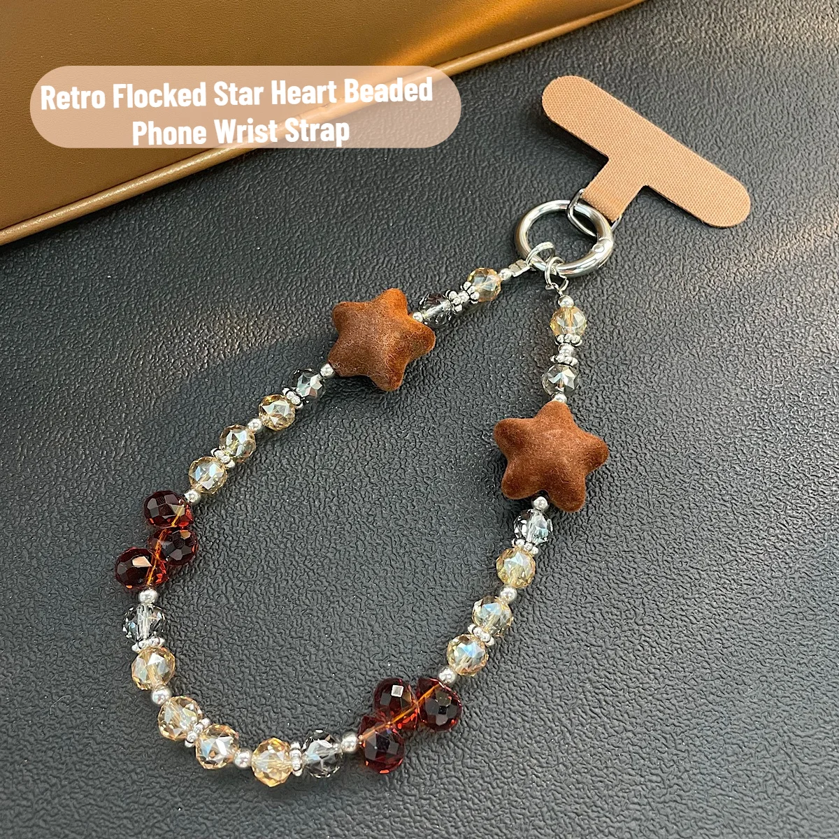 

Vintage Star Crystal Beaded Phone Wrist Strap Bag Charm Keychain Anti-lost Portable Lanyard Earbuds Bags Strap for Girls Women