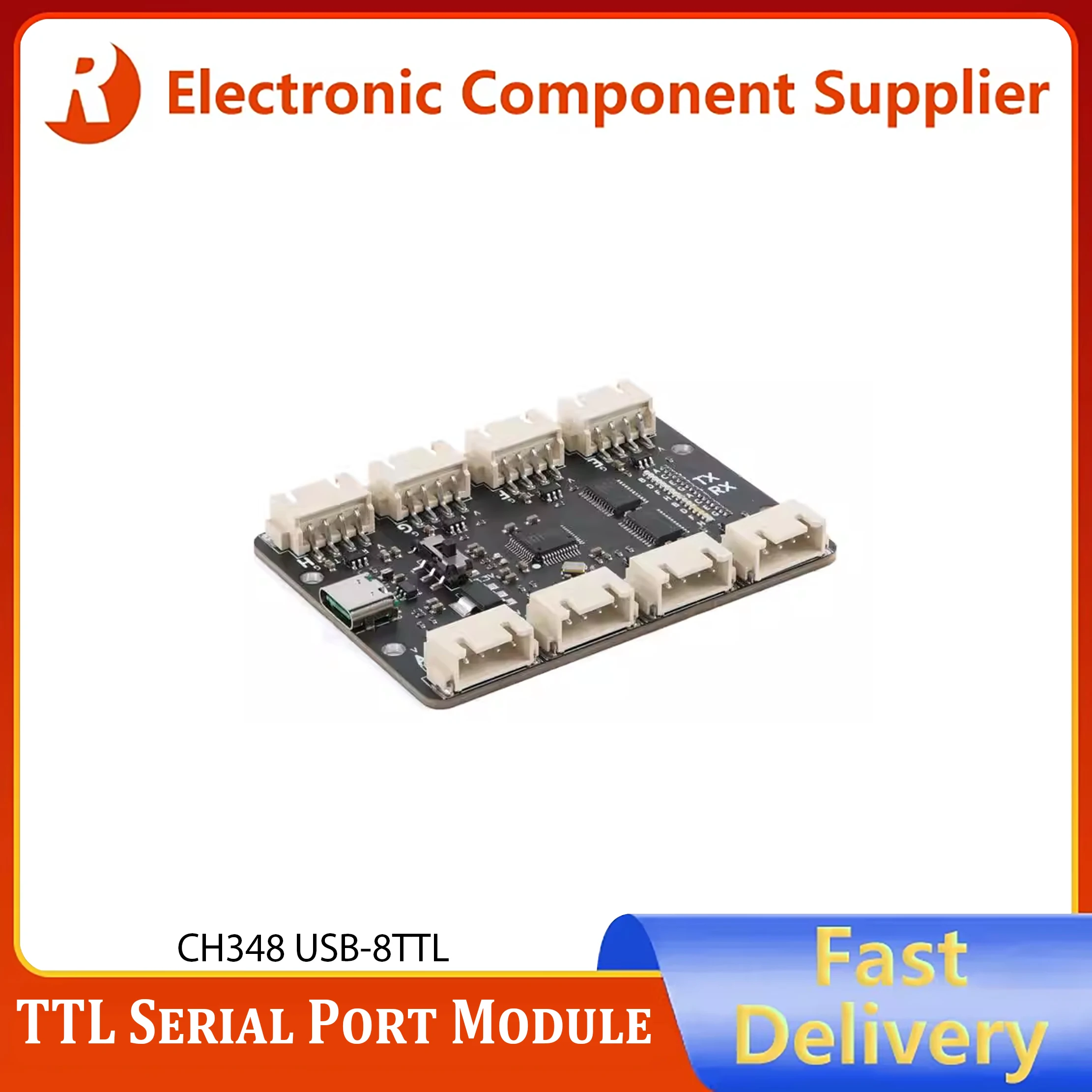 USB to 8-channel TTL serial module 3.3/5V TTL Serial Port Module Type-C Interface CH348Q Solution 6Mbps High Speed Rate