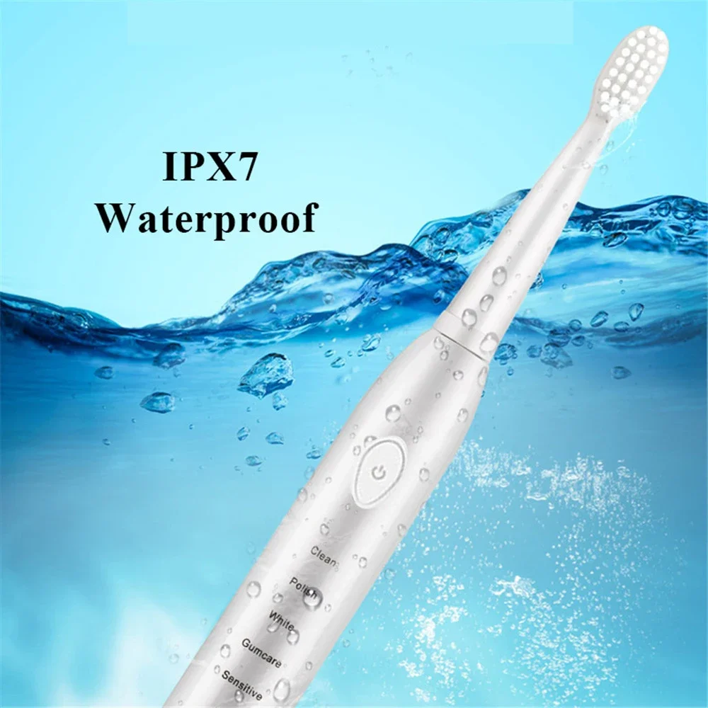 Super Sonic Electric Toothbrush - Whitening IPX7 Waterproof - USB Charging - Replaceable Brush Heads