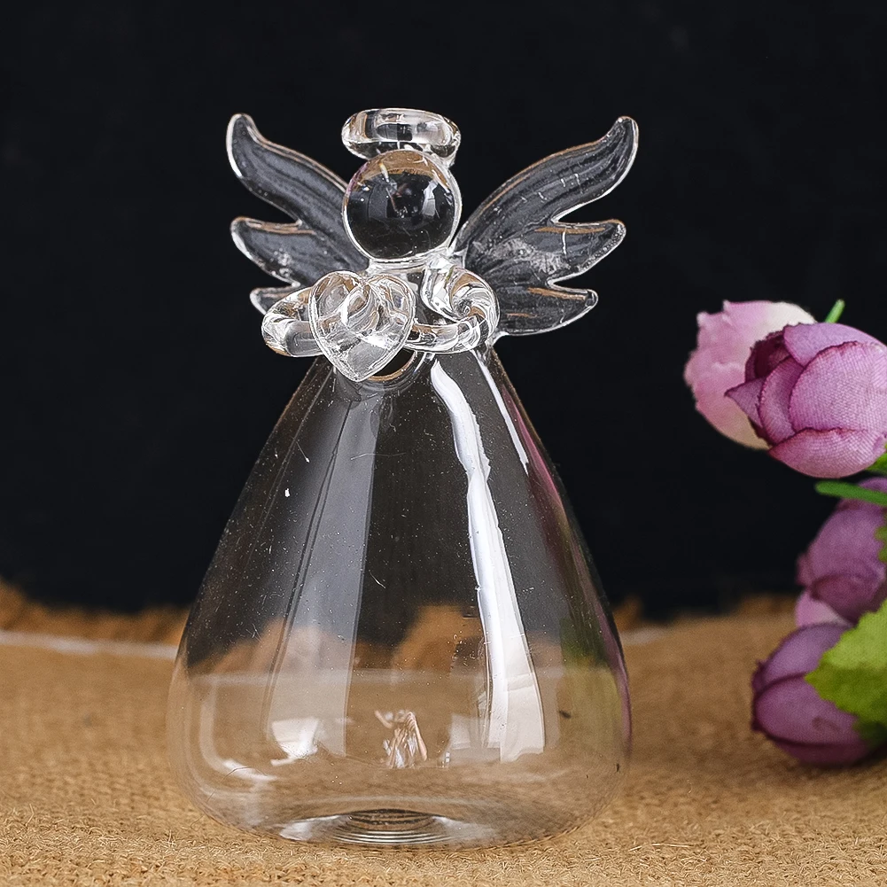 

8.8cm European Vase Natural Crystal Creative Angel Plant Bottle Flower Pot Arrangement Container Desktop Office Room Decoration