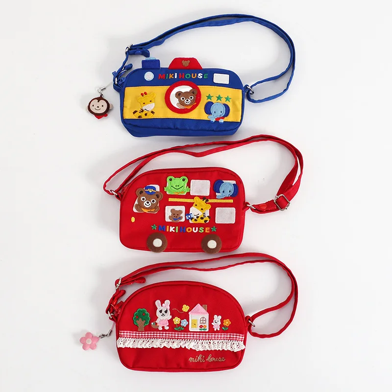 Zaini per bambini cartone animato giapponese simpatico coniglietto orso fotocamera Bus ricamo borsa a tracolla borse di tela zaino per bambini