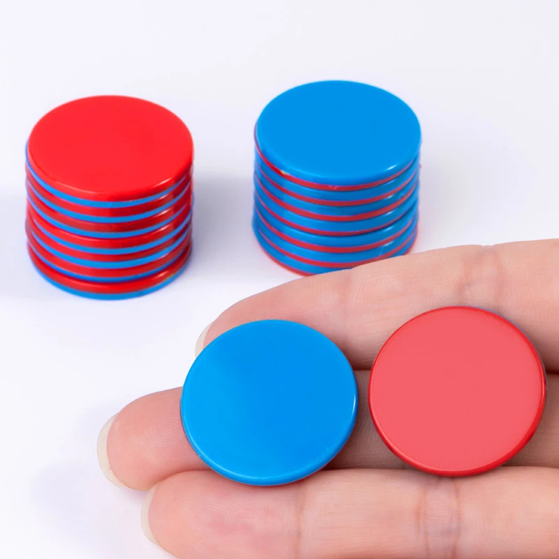 몬테소리 25MM 빨간색 파란색 어린이를위한 두 가지 색상 카운터 수학 교육 교육 용품 어린이 수학 배우기를 돕습니다