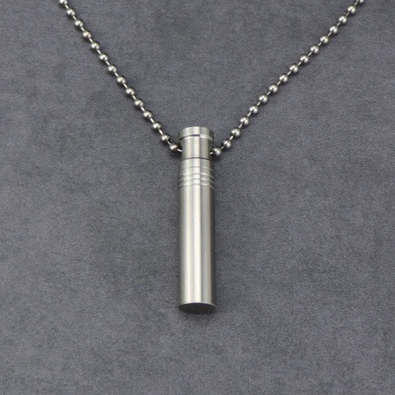 Titanium Alloy Waterproof Pill Case Portable Moisture-proof Sealed Bottle Camping Medicine Case with Necklace Keychain Travel