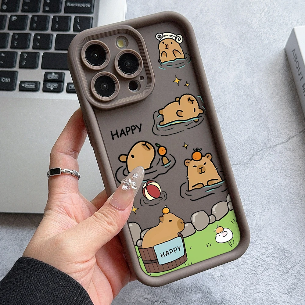 Funny Capybara Phone Case for Samsung Galaxy A73 A71 A55 A54 A53 A52 A51 A34 A33 A32 A23 A14 A13 A12 4G 5G Ladder Lens Cover