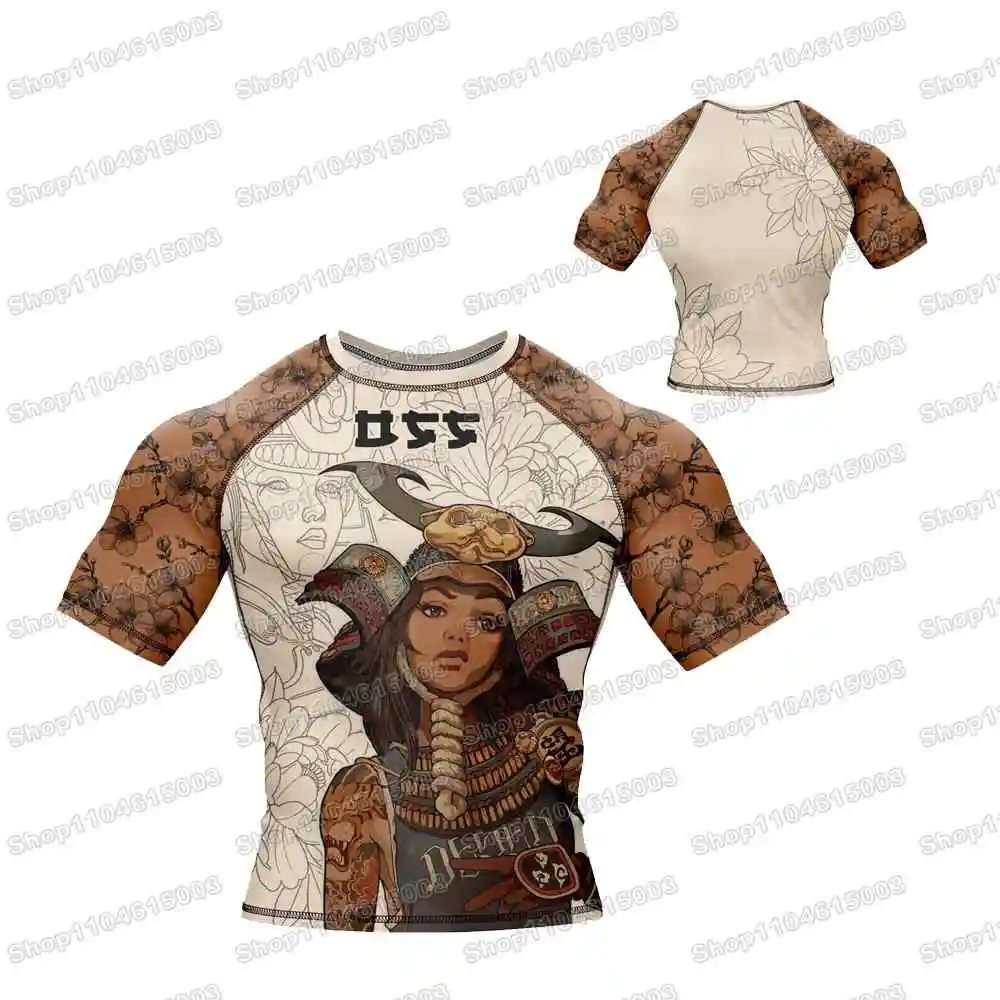 Kunoichi Grip Wrestling Rash Guards Surfing Jersey Beach Shirts Swimwear Diving Gym Shorts MMA BJJ Men Jiu Jitsu Fitness Sets