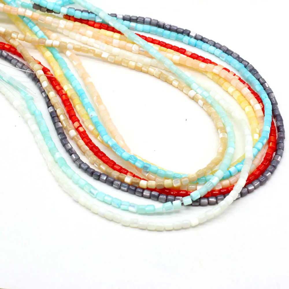 3.5mm Natural Shell Cylindrical Through‑Hole Beads Strand Beads for DIY Jewelry Making Necklace Bracelet Earring Accessories