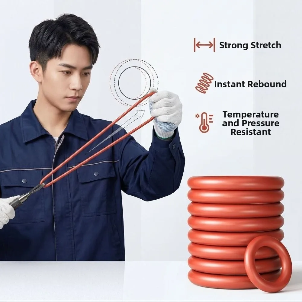 Heat-Resistant Silicone O-Ring Set High-temperature Resistant Red Silicone O-Ring Combo Pack Circular Rubber Oil-Resistant