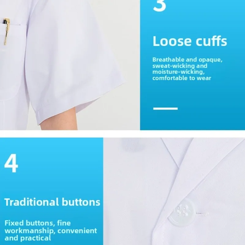 반팔 실험실 가운 의사 간호사 학생 의료 미용 클리닉 약국 작업복 슬림핏